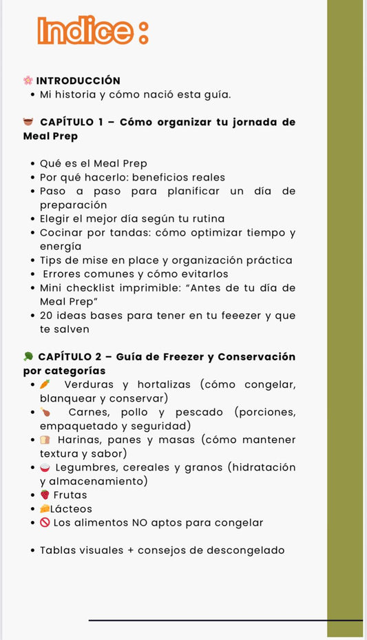 Guía práctica del meal prep y freezer saludable